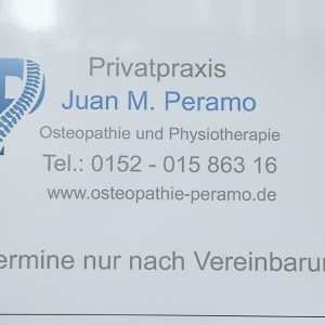 Praxisschild - Privatpraxis Peramo für Osteopathie